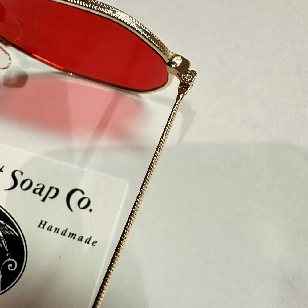Red Oval Women's Fashion Sunglasses with Gold Frame